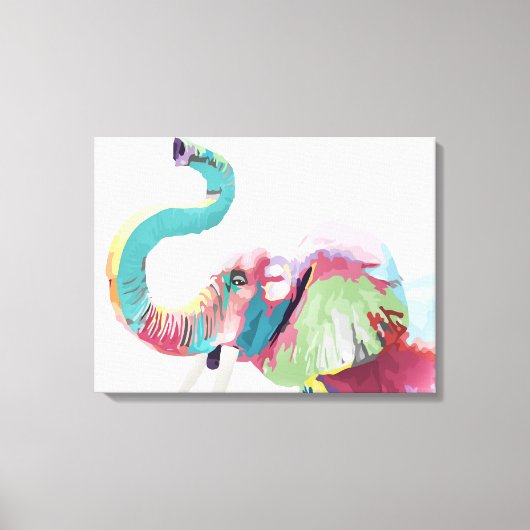 Cool Trendy Kleurrijke Olifant Canvas Afdruk (Voorkant)
