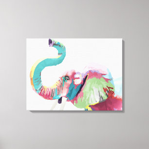 Cool Trendy Kleurrijke Olifant Canvas Afdruk
