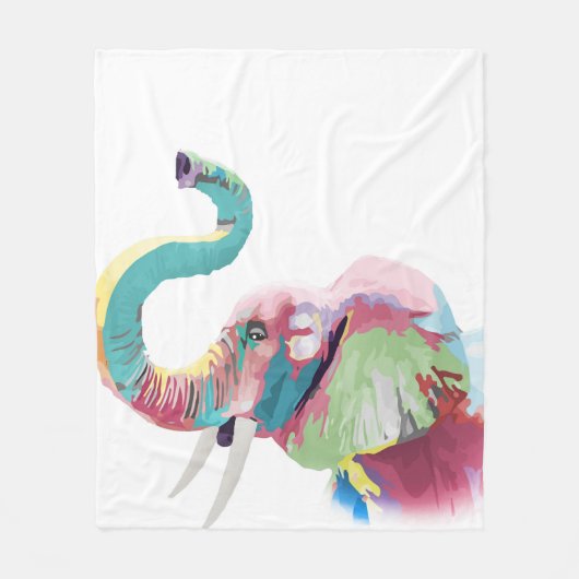 Cool Trendy Kleurrijke Olifant Fleece Deken (Voorkant)