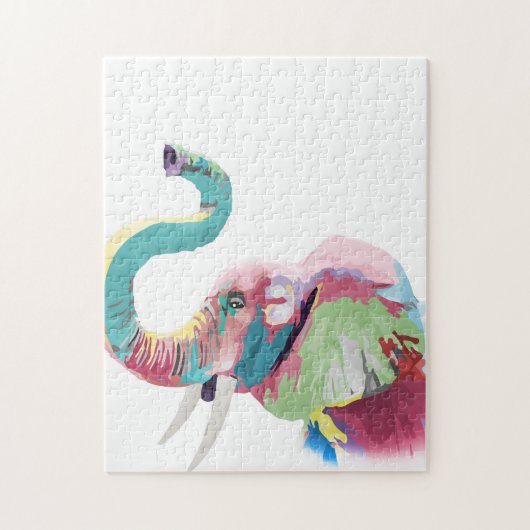 Cool Trendy Kleurrijke Olifant Legpuzzel (Verticaal)