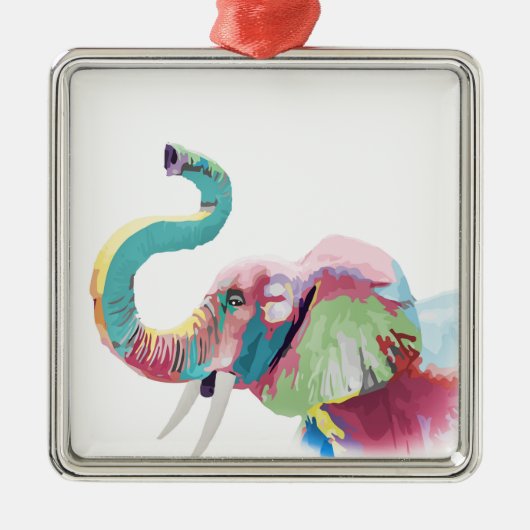 Cool Trendy Kleurrijke Olifant Metalen Ornament (Voorkant)