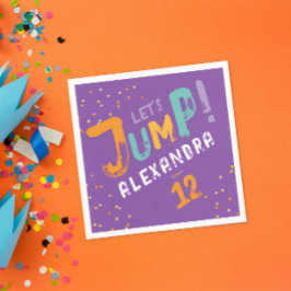 Cool Trendy Kleurrijke Paarse Jump Party Typo Servet