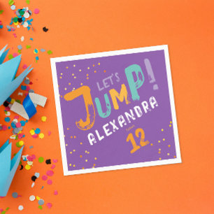Cool Trendy Kleurrijke Paarse Jump Party Typo Servet