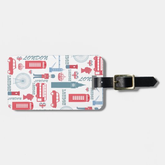 Cool trendy London illustraties patroon Bagagelabel (Voorkant horizontaal)