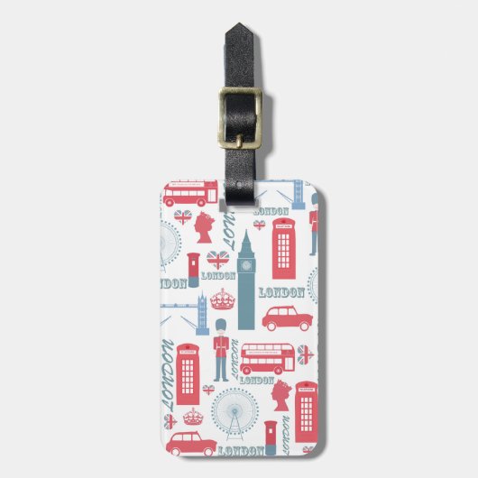 Cool trendy  London illustraties patroon Bagagelabel (Voorkant verticaal)