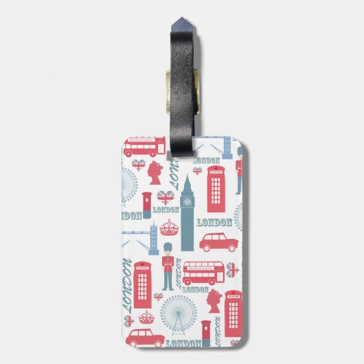 Cool trendy  London illustraties patroon Bagagelabel (Achterkant verticaal)