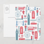 Cool trendy  London illustraties patroon Briefkaart (Voorkant / Achterkant)