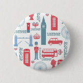 Cool trendy  London illustraties patroon Ronde Button 5,7 Cm (Voorkant)
