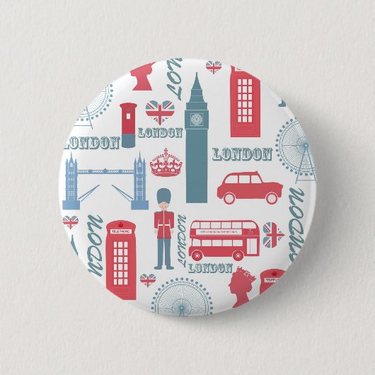 Cool trendy  London illustraties patroon Ronde Button 5,7 Cm (Voorkant)