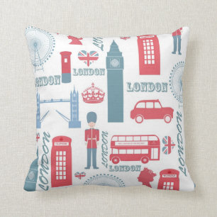 Cool trendy  London landmark illustraties Kussen