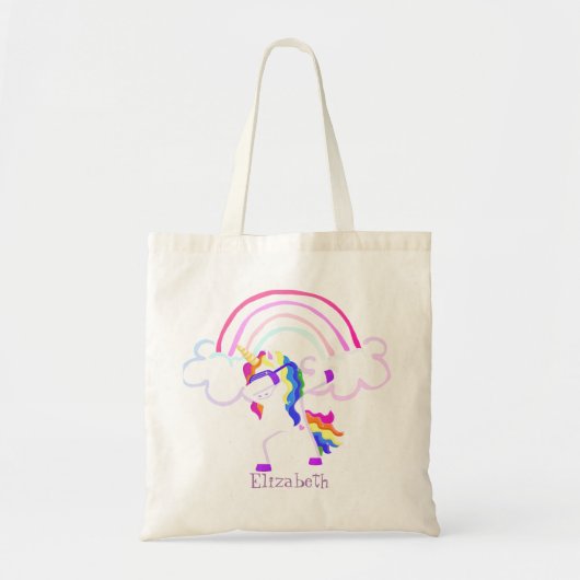Cool Trendy Magical Unicorn, Regenboog Tote Bag (Voorkant)