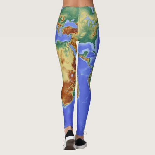 Cool trendy map van het wereldpatroon leggings (Achterkant)