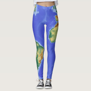 Cool trendy map van het wereldpatroon leggings