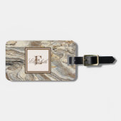 Cool Trendy Marble Texture, Monogram-Personalized Bagagelabel (Voorkant horizontaal)