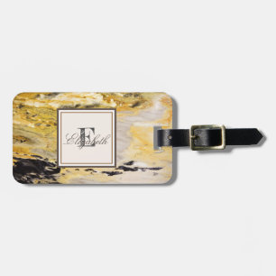 Cool Trendy Marble Texture, Monogram-Personalized Bagagelabel