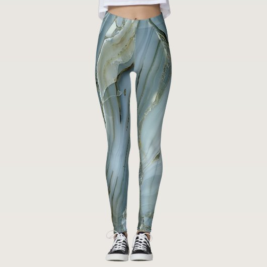 Cool trendy marmerpatroon leggings (Voorkant)