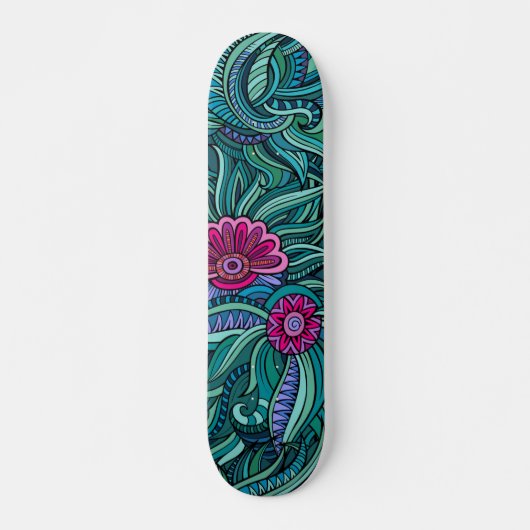 Cool Trendy Modern Abstract Floral Pattern Persoonlijk Skateboard (Voorkant)