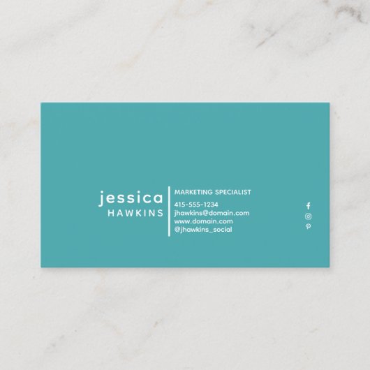 Cool Trendy Modern Hot Pink & Verdigris Blauw-Groe Visitekaartje (Voorkant)