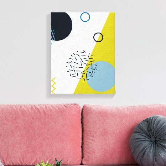 Cool, trendy, modern, Memphis groen blauw geometri Canvas Afdruk (Insitu (Woonkamer))