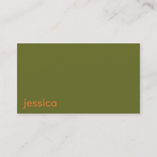 Cool Trendy Modern Olive Green & Oogst Sinaasappel Visitekaartje (Achterkant)