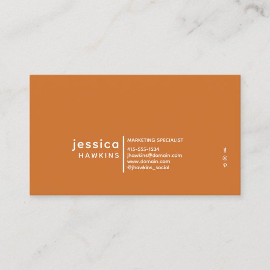 Cool Trendy Modern Olive Green & Oogst Sinaasappel Visitekaartje (Voorkant)