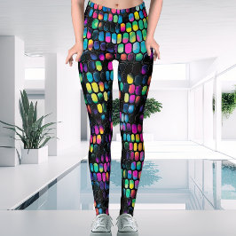 Cool Trendy Multi-Colour Vivid met zwarte dames Leggings