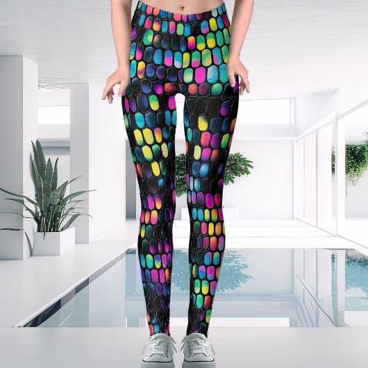 Cool Trendy Multi-Colour Vivid met zwarte dames Leggings