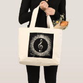 Cool Trendy Music Treble Clef Glitter Sparkles Grote Tote Bag (Voorkant (product))