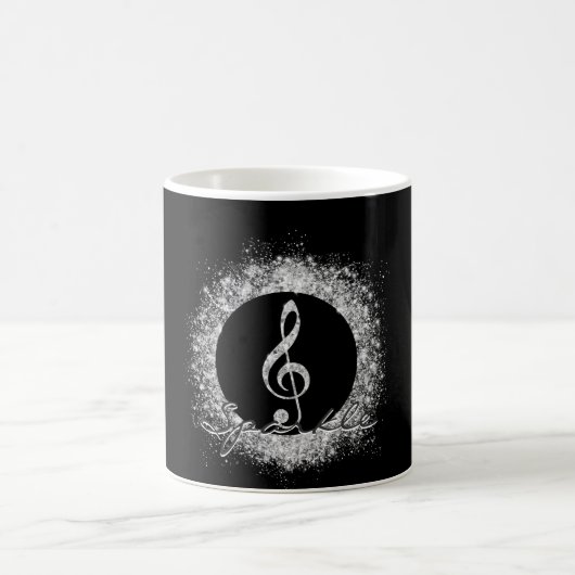 Cool Trendy Music Treble Clef Glitter Sparkles Koffiemok (Center)