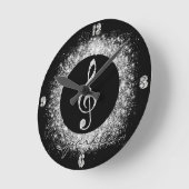Cool Trendy Music Treble Clef Glitter Sparkles Ronde Klok (Hoek)