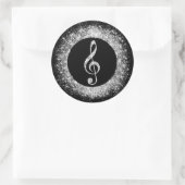 Cool Trendy Music Treble Clef Glitter Sparkles Ronde Sticker (Tas)
