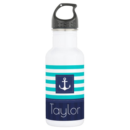 Cool & Trendy Nautical Anchor Design Custom Waterfles (Voorkant)