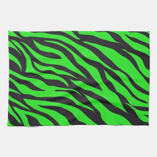 Cool Trendy Neon Lime Green Zebra Stripes Pattern Theedoek (Horizontaal)