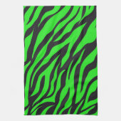 Cool Trendy Neon Lime Green Zebra Stripes Pattern Theedoek (Verticaal)