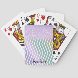 Cool Trendy Paarse Glitter Pokerkaarten