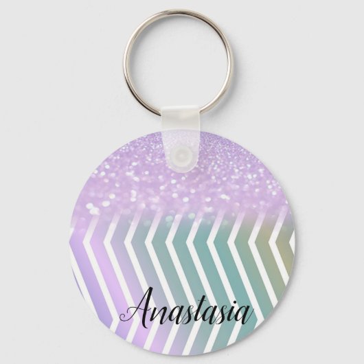 Cool Trendy Paarse Glitter Sleutelhanger (Voorkant)