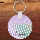 Cool Trendy Paarse Glitter Sleutelhanger (Voorkant)