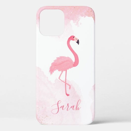 Cool Trendy Pink Flamingo Hoesje-Mate iPhone Case (Achterkant)