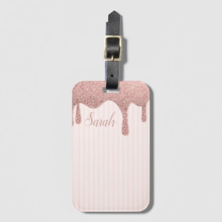 Cool Trendy Pink Glitter Bagagelabel