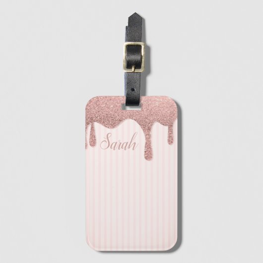 Cool Trendy Pink Glitter Bagagelabel (Voorkant (verticaal))