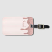 Cool Trendy Pink Glitter Bagagelabel (Voorkant (horizontaal))