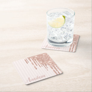 Cool Trendy Pink Glitter Kartonnen Onderzetters