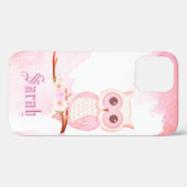 Cool Trendy Pink Owl Hoesje-Mate iPhone Case (Achterkant (horizontaal))