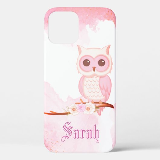 Cool Trendy Pink Owl Hoesje-Mate iPhone Case (Achterkant)