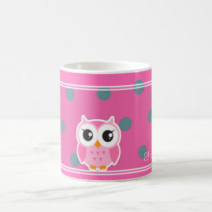 Cool trendy polka stippen met een persoonlijke uil koffiemok
