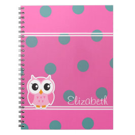 Cool trendy polka stippen met een persoonlijke uil notitieboek