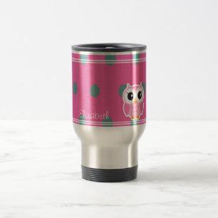 Cool trendy polka stippen met een persoonlijke uil reisbeker