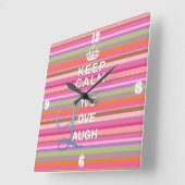 Cool trendy quote "Keep Calm and Live Love Laugh" Vierkante Klok (Hoek)