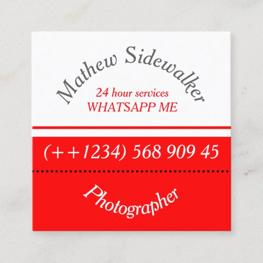 Cool Trendy Red en White Cubic Vierkante Visitekaartje (Voorkant)