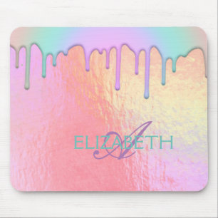 Cool Trendy Regenboog Drips Holografisch Muismat